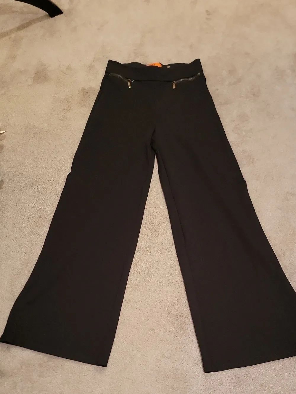 Patrizia Luca Black Wide-Leg Pants with Zip Accents